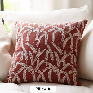 Decorative Pillows for Couch, Farmhouse Sofa Decorative Pillows, Wheat Stalk Pumpkin Decorative Throw Pillows, Embroider Cotton Pillow Covers-ArtWorkCrafts.com