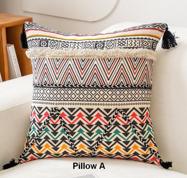 Oriental Square Pillows for Couch, Geometric Modern Pillows, Decorative Throw Pillows for Living Room, Bohemian Decorative Sofa Pillows-ArtWorkCrafts.com