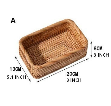 Rectangular Storage Basket for Living Room, Small Kitchen Storage Baskets, Woven Storage Baskets, Rattan Storage Baskets for Shelves-ArtWorkCrafts.com