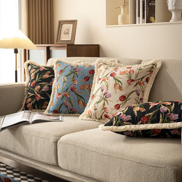 Tulip Flower Pillow Covers, Large Flower Decorative Pillows for Bedroom, Decorative Sofa Pillows for Couch, Farmhouse Decorative Pillows-ArtWorkCrafts.com