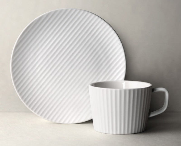 Unique White Tea Cup, Modern Handmade Pottery Coffee Cup, Creative White Ceramic Coffee Cup with Saucer, White Tea Cup for Traditional Afternoon Tea-ArtWorkCrafts.com