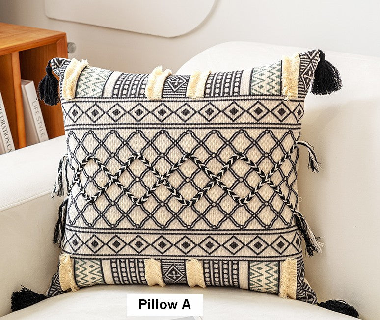 Unique Oriental Square Pillows for Bedroom, Geometric Modern Pillow Covers, Bohemian Decorative Sofa Pillows, Decorative Throw Pillows for Couch-ArtWorkCrafts.com