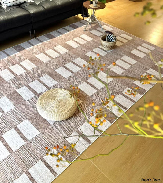 Contemporary Abstract Rugs under Dining Room Table, Mid Century Modern Rugs for Bedroom, Large Modern Rugs for Living Room-ArtWorkCrafts.com