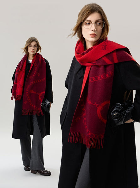 Modern Wool Scarf, Warm Winter Scarf, Holiday Women Scarf, Christmas Gifts for Her, Cold Weather Scarf, Fashion Scarf, Soft Cashmere Scarf for Girls, Elegant Designer Scarf-ArtWorkCrafts.com