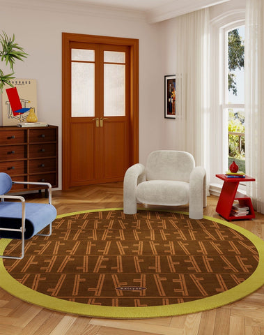 Mid Century Circular Rugs for Bedroom, Abstract Contemporary Round Rugs under Chairs, Modern Rugs for Dining Room, Geometric Modern Rugs for Living Room-ArtWorkCrafts.com