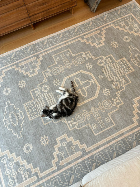 Contemporary Abstract Rugs Next to Bed, Geometric Modern Carpets for Office, Vintage Soft Turkish Rug for Living Room, Large Modern Rugs under Dining Room Table-ArtWorkCrafts.com