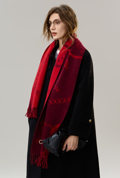 Modern Wool Scarf, Warm Winter Scarf, Holiday Women Scarf, Christmas Gifts for Her, Cold Weather Scarf, Fashion Scarf, Soft Cashmere Scarf for Girls, Elegant Designer Scarf-ArtWorkCrafts.com