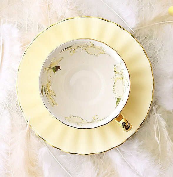 Beautiful British Tea Cups, Unique Afternoon Tea Cups and Saucers, Elegant Ceramic Coffee Cups, Royal Bone China Porcelain Tea Cup Set-ArtWorkCrafts.com