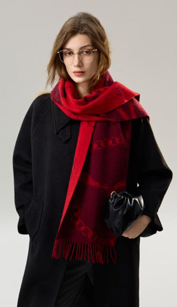 Modern Wool Scarf, Warm Winter Scarf, Holiday Women Scarf, Christmas Gifts for Her, Cold Weather Scarf, Fashion Scarf, Soft Cashmere Scarf for Girls, Elegant Designer Scarf-ArtWorkCrafts.com