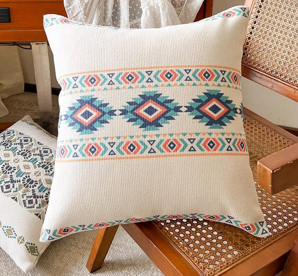 Oriental Square Pillows for Couch, Geometric Modern Pillow Covers, Decorative Throw Pillows for Dining Room, Bohemian Decorative Sofa Pillows-ArtWorkCrafts.com