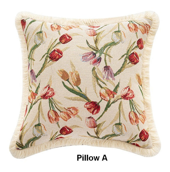 Tulip Flower Pillow Covers, Large Flower Decorative Pillows for Bedroom, Decorative Sofa Pillows for Couch, Farmhouse Decorative Pillows-ArtWorkCrafts.com