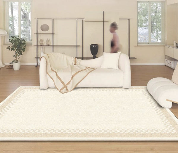 Bedroom Modern Rugs, Contemporary Soft Rugs for Living Room, Cream Color Geometric Modern Rugs, Modern Rugs for Dining Room-ArtWorkCrafts.com