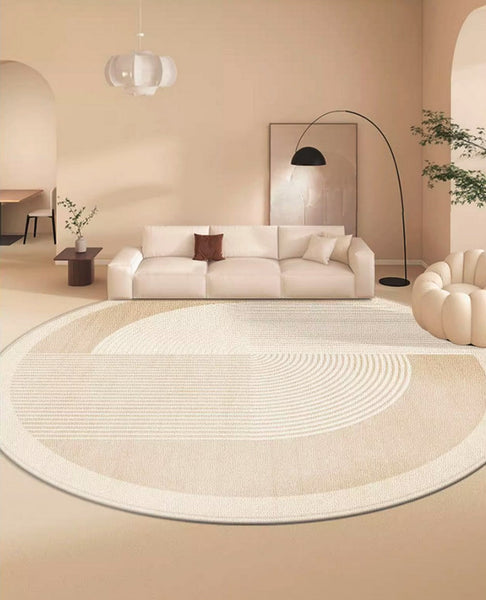 Bedroom Modern Round Rugs, Circular Modern Rugs under Dining Room Table, Contemporary Round Rugs, Geometric Modern Rug Ideas for Living Room-ArtWorkCrafts.com