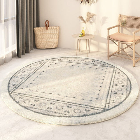 Abstract Contemporary Round Rugs, Circular Modern Rugs under Chair, Modern Round Rugs under Coffee Table, Geometric Modern Rugs for Bedroom-ArtWorkCrafts.com