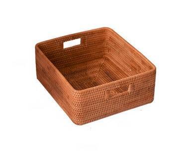 Woven Rattan Storage Baskets for Bedroom, Storage Basket for Shelves, Large Rectangular Storage Baskets for Clothes, Storage Baskets for Kitchen-ArtWorkCrafts.com
