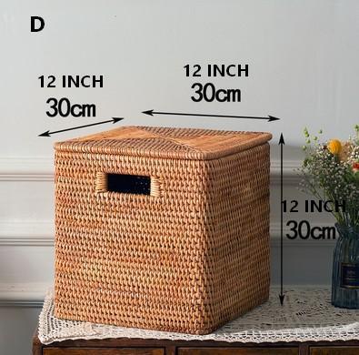 Wicker Rectangular Storage Basket with Lid, Extra Large Storage Baskets for Clothes, Kitchen Storage Baskets, Oversized Storage Baskets for Bedroom-ArtWorkCrafts.com