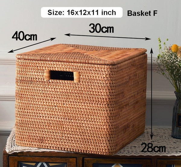 Storage Basket for Shelves, Large Rectangular Storage Basket, Storage Baskets for Kitchen, Woven Storage Basket for Living Room-ArtWorkCrafts.com
