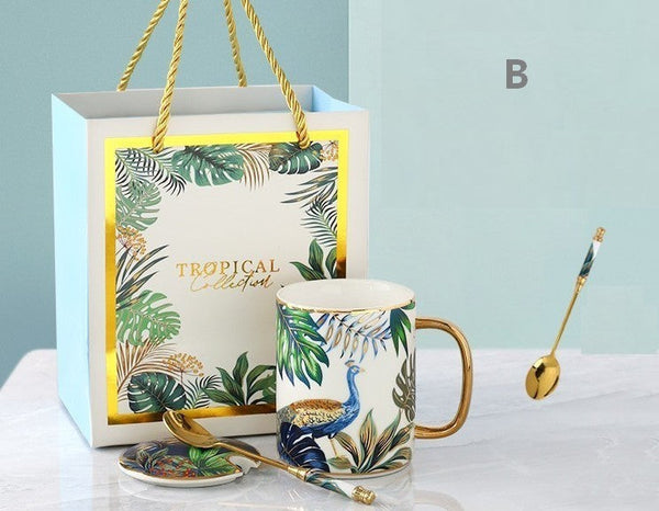 Unique Ceramic Mugs in Gift Box, Creative Porcelain Cups, Large Capacity Jungle Animal Porcelain Mugs, Large Ceramic Mugs for Office-ArtWorkCrafts.com