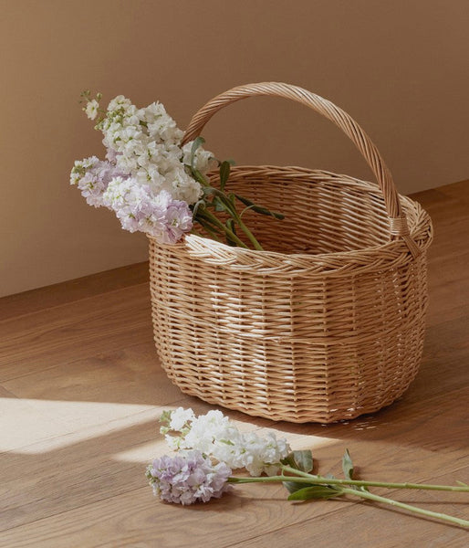 Hand-woven Wicker Storage Basket, Natural Fruit Basket, Storage Basket for Kitchen, Picnic Storage Basket with Handle, Willow Weaving Storage Basket for Shelves-ArtWorkCrafts.com