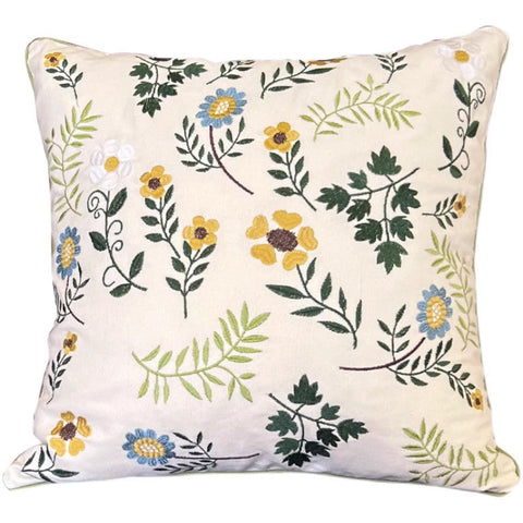 Farmhouse Decorative Throw Pillows, Spring Flower Sofa Decorative Pillows, Embroider Flower Cotton Pillow Covers, Flower Decorative Throw Pillows for Couch-ArtWorkCrafts.com