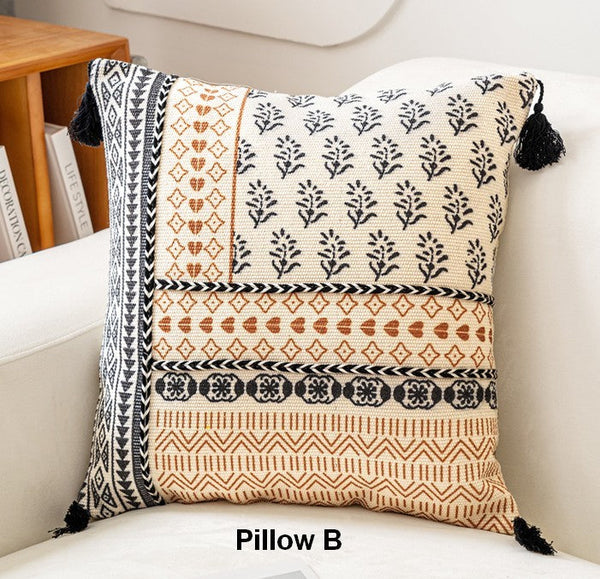 Oriental Square Pillows for Couch, Geometric Modern Pillows, Decorative Throw Pillows for Living Room, Bohemian Decorative Sofa Pillows-ArtWorkCrafts.com