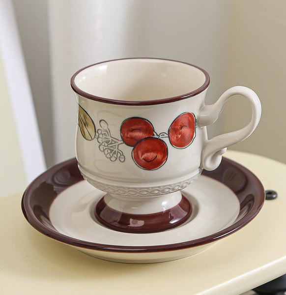 Elegant Ceramic Cups, Creative Coffee Cup and Saucer, 8 oz Porcelain Tea Cup Saucer Set, Beautiful British Tea Cups for Traditional Afternoon Tea-ArtWorkCrafts.com