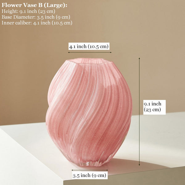 Handmade Contemporary Glass Vases, Mid Century Pink Vases for Flowers, Modern Vases for Living Room, Unique Decorative Glass Vase, Centerpiece Vases on Table-ArtWorkCrafts.com
