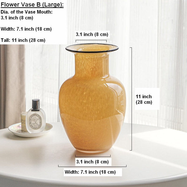 Contemporary Vases for Modern Home Decor, Handmade Liuli Vases, Color Glaze Vase, Yellow Glass Bud Vases, Centerpiece Vases on Table-ArtWorkCrafts.com