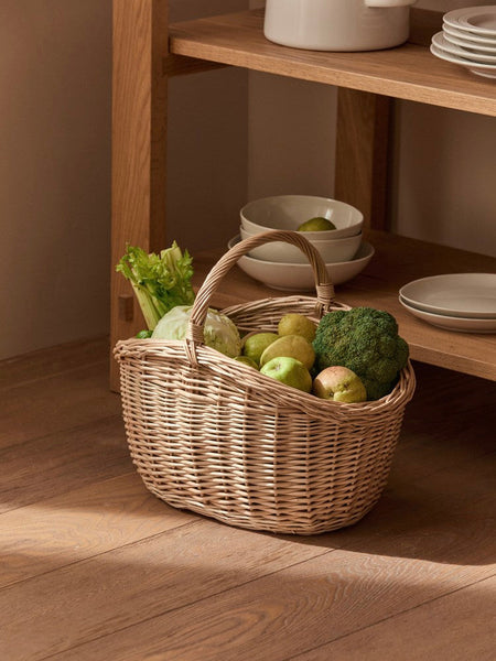 Wicker Storage Basket, Large Picnic Food Basket with Handle, Lovely Willow Weaving Baskets for Vegetable, Natural Fruit Basket, Natural Hand-woven Kitchen Storage Baskets-ArtWorkCrafts.com