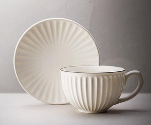 White Pottery Coffee Cups, Cappuccino Coffee Mug, Latte Coffee Cup, Pink Tea Cup, Ceramic Coffee Cup, Coffee Cup and Saucer Set-ArtWorkCrafts.com