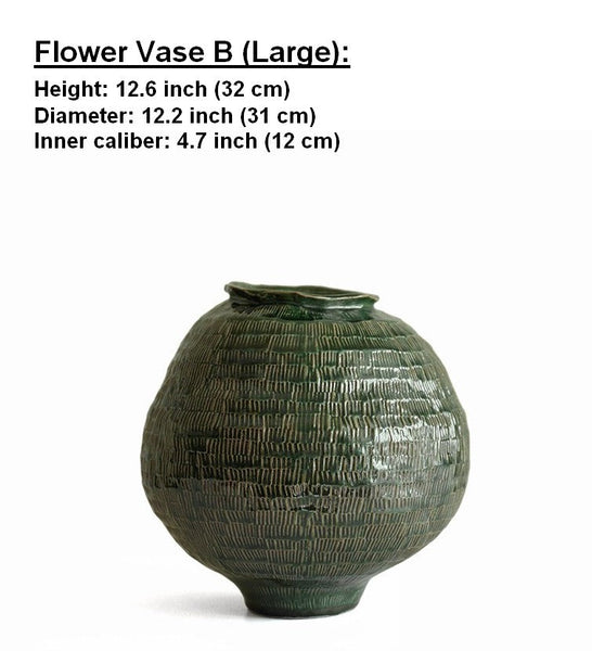 Centerpiece Ceramic Bouquet Vases, Green Porcelain Vases for Modern Home Decor, Large Contemporary Vases on Dining Table, Handmade Modern Flower Vase-ArtWorkCrafts.com