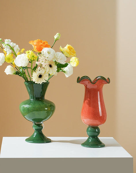 Unique Modern Glass Vase, Contemporary Vase for Modern Home Decor, Modern Glass Flower Vases, Handmade Liuli Vases, Centerpiece Vases on Table-ArtWorkCrafts.com