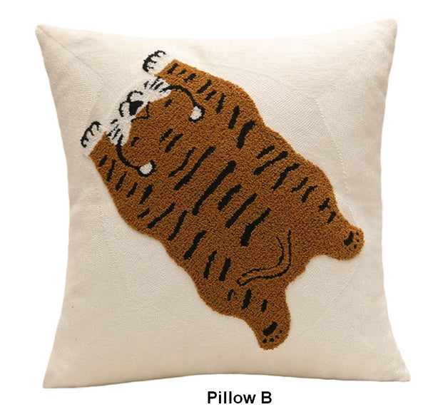 Contemporary Modern Sofa Pillow Covers, Square Modern Throw Pillows for Couch, Lovely Tiger Decorative Pillows for Children's Room, Decorative Pillows for Bedroom-ArtWorkCrafts.com