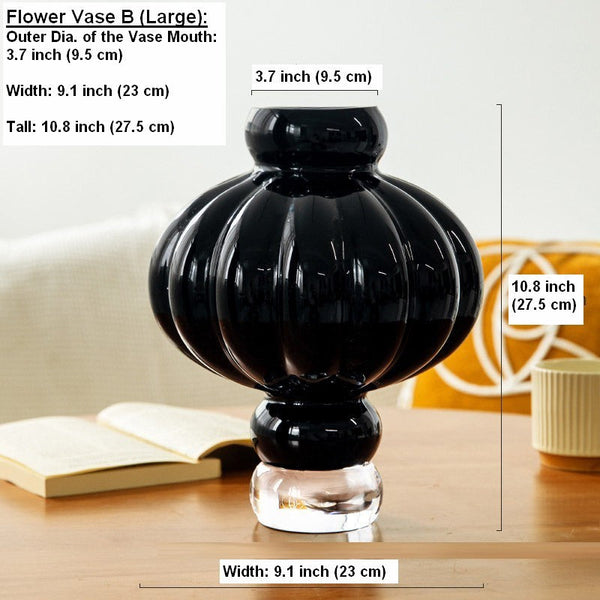 Unique Contemporary Vases for Modern Home Decor, Black Glass Bud Vases, Handmade Liuli Vases, Centerpiece Vases on Table, Black Glaze Vase-ArtWorkCrafts.com