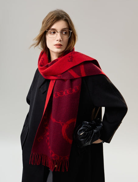 Modern Wool Scarf, Warm Winter Scarf, Holiday Women Scarf, Christmas Gifts for Her, Cold Weather Scarf, Fashion Scarf, Soft Cashmere Scarf for Girls, Elegant Designer Scarf-ArtWorkCrafts.com