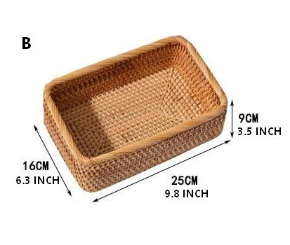 Rectangular Storage Basket for Living Room, Small Kitchen Storage Baskets, Woven Storage Baskets, Rattan Storage Baskets for Shelves-ArtWorkCrafts.com
