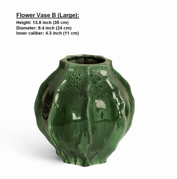 Handmade Modern Flower Vase, Centerpiece Ceramic Bouquet Vases, Large Contemporary Vases on Dining Table, Green Porcelain Vases for Modern Home Decor-ArtWorkCrafts.com
