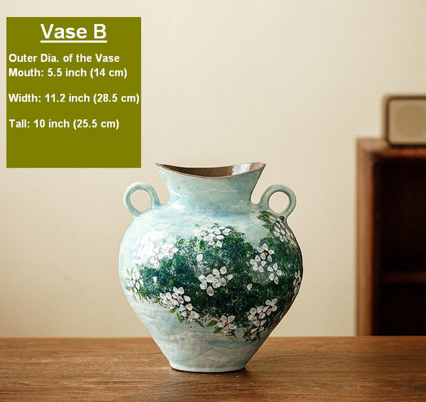 Large Flower Vases on Table, Modern Pottery Flower Vases, Centerpiece on Dining Table, Handmade Water Holding Flower Vases, Pottery Bud Vases-ArtWorkCrafts.com