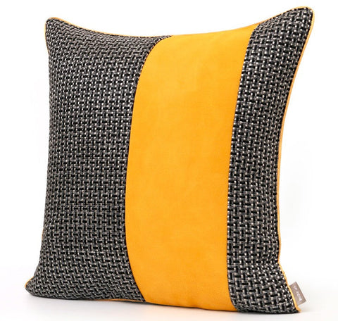 Large Black Yellow Modern Pillows, Modern Throw Pillows for Couch, Decorative Modern Sofa Pillows, Modern Simple Throw Pillows for Living Room-ArtWorkCrafts.com