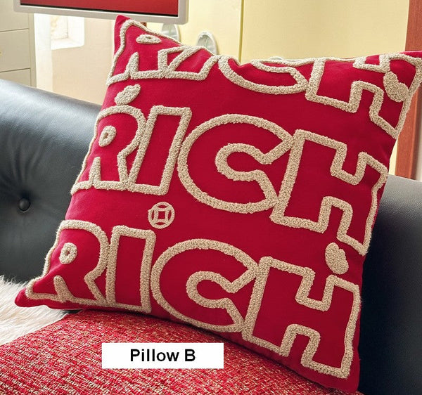 Modern Decorative Pillows for Interior Design, Contemporary Modern Sofa Pillow Covers, Red Square Modern Throw Pillows for Couch-ArtWorkCrafts.com