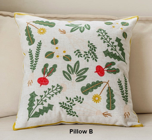 Decorative Pillows for Couch, Spring Flower Decorative Throw Pillows, Farmhouse Sofa Decorative Pillows, Embroider Flower Cotton Pillow Covers-ArtWorkCrafts.com