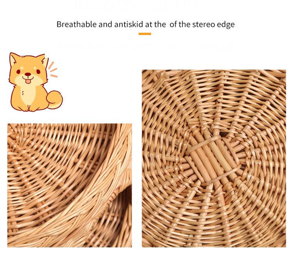 Large Cat House Basket with Washable Cushion for Indoor Cats and Dogs, Triple-Layer Cat Bed-ArtWorkCrafts.com