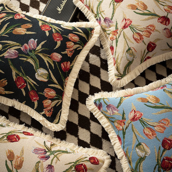 Tulip Flower Pillow Covers, Large Flower Decorative Pillows for Bedroom, Decorative Sofa Pillows for Couch, Farmhouse Decorative Pillows-ArtWorkCrafts.com