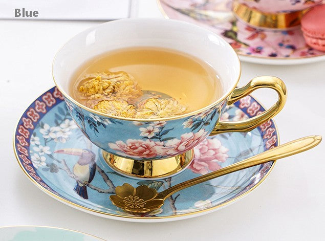 Unique Afternoon Tea Cups and Saucers in Gift Box, Royal Bone China Porcelain Tea Cup Set, Elegant Flower Pattern Ceramic Coffee Cups, Beautiful British Tea Cups-ArtWorkCrafts.com