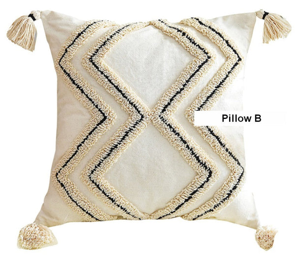 Geometric Square Modern Throw Pillows for Couch, Beige Decorative Throw Pillows, Contemporary Throw Pillow for Interior Design-ArtWorkCrafts.com