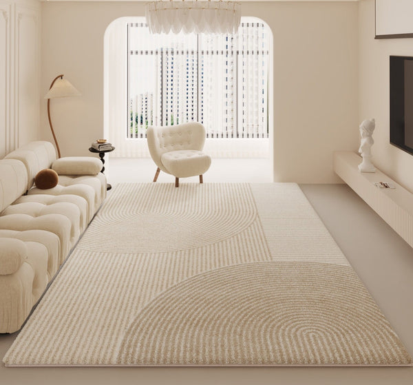 Cream Color Modern Rugs for Living Room, Soft Modern Rug for Bedroom, Geometric Contemporary Rugs for Dining Room, Modern Rugs for Sale-ArtWorkCrafts.com