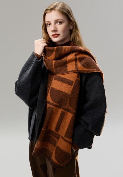 Casual Scarf for Women, Modern Wool Scarf for Women, Fashion Designer Scarf, Cold Weather Scarf, Winter Scarf, Soft Cashmere Scarf for Women-ArtWorkCrafts.com