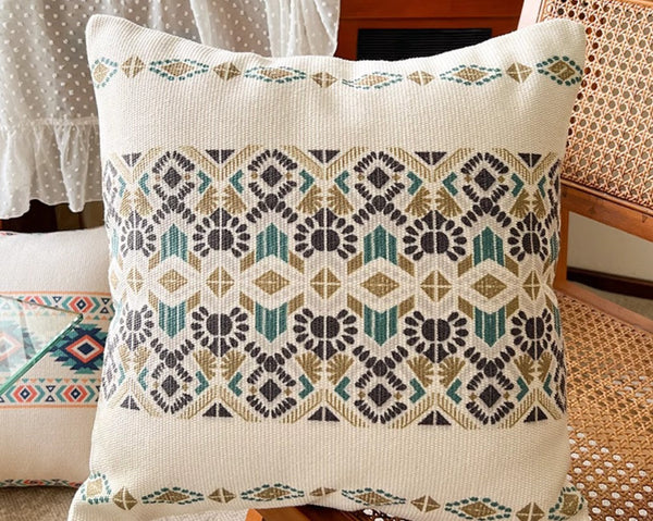 Modern Square Pillows for Couch, Geometric Modern Pillow Covers, Oriental Decorative Throw Pillows for Dining Room, Bohemian Decorative Sofa Pillows-ArtWorkCrafts.com