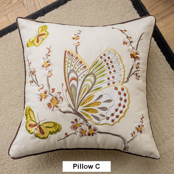 Butterfly Dragonfly Cotton and linen Pillow Cover, Modern Decorative Pillows for Couch, Decorative Throw Pillows for Living Room, Decorative Sofa Pillows-ArtWorkCrafts.com