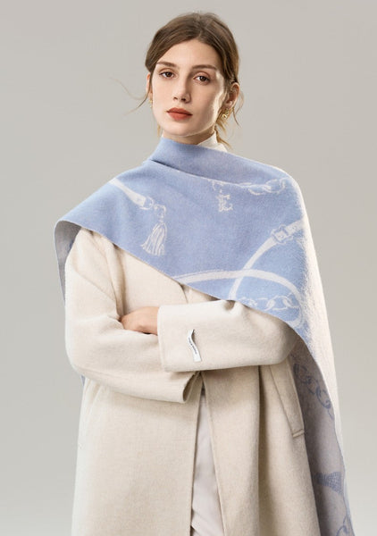 Elegant Designer Scarf, Holiday Women Scarf, Christmas Gifts for Her, Modern Wool Scarf, Warm Winter Scarf, Cold Weather Scarf, Blue Fashion Scarf, Soft Cashmere Scarf for Girls-ArtWorkCrafts.com